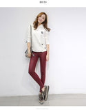 Faux Leather Leggings Navy Blue Sexy Women Leggins - ladies Shapewear 