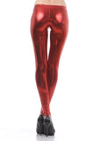 BIVIGAOS Fashion Gothic Punk Rock Style Gold Metallic Color Sexy PU Faux Leather Leggings - ladies Shapewear 