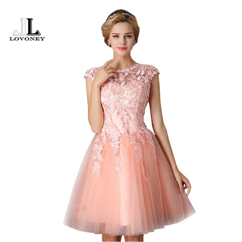 LOVONEY Short Prom Dresses Elegant A-Line Red Prom Dress Gown - ladies Shapewear 