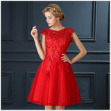 LOVONEY Short Prom Dresses Elegant A-Line Red Prom Dress Gown - ladies Shapewear 
