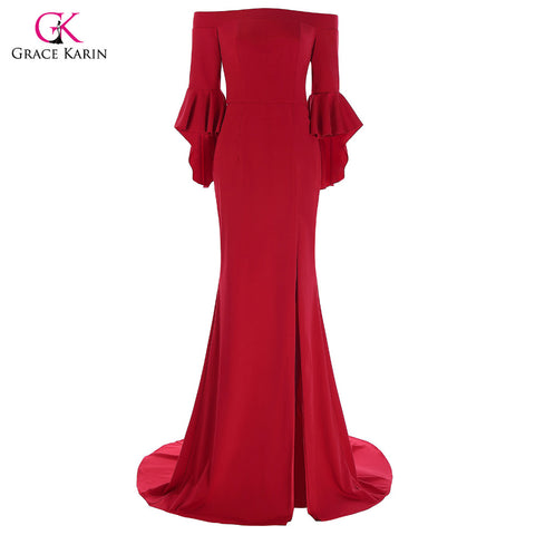 Grace Karin Red Mermaid Evening Dress - ladies Shapewear 