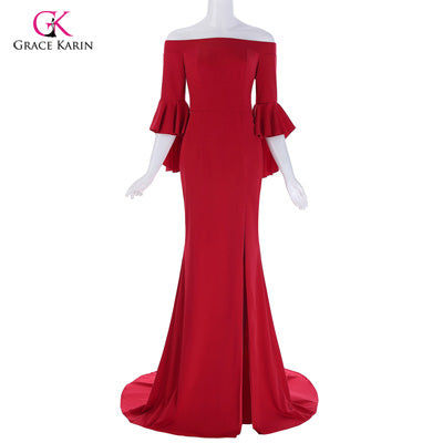 Grace Karin Red Mermaid Evening Dress - ladies Shapewear 