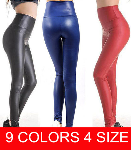 Free shipping New Fashion women's Sexy Skinny Faux Leather High Waist Leggings - ladies Shapewear 