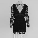 Vintage Long Sleeve V-neck Bandage Dress Black,Pink,Red,Women Dress - ladies Shapewear 