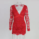 Vintage Long Sleeve V-neck Bandage Dress Black,Pink,Red,Women Dress - ladies Shapewear 