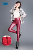 Poshcoco Warm Winter Women PU Leather Leggings - ladies Shapewear 