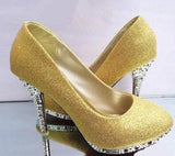 gold high heels green white wedding shoes - ladies Shapewear 