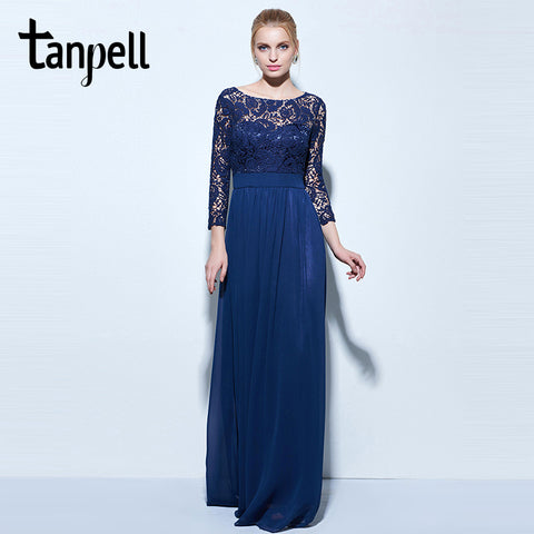 Tanpell long evening dresses dark navy lace prom evening dress - ladies Shapewear 