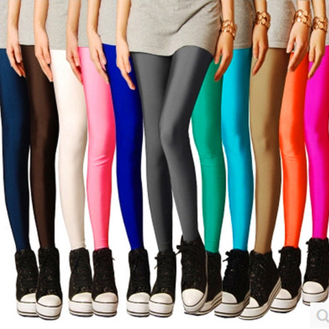 Sexy Solid Candy Neon Plus Size Women's Leggings - ladies Shapewear 
