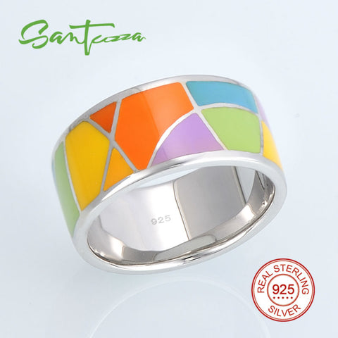 Silver Rings for Women Lord of the Ring Colorful Enamel Ring - ladies Shapewear 