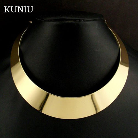 Women's Collar Choker Necklace Gold Color Punk Style - ladies Shapewear 