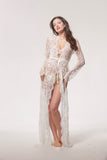 Summer Sexy Lace Night Dress Babydoll Lingerie Nighty Women Nightwear Off White Maxi - ladies Shapewear 