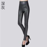 Autumn winter Women High Waist PU Leather Pencil Leggings - ladies Shapewear 