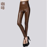 Autumn winter Women High Waist PU Leather Pencil Leggings - ladies Shapewear 