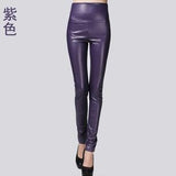 Autumn winter Women High Waist PU Leather Pencil Leggings - ladies Shapewear 