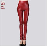 Autumn winter Women High Waist PU Leather Pencil Leggings - ladies Shapewear 