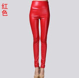 Autumn winter Women High Waist PU Leather Pencil Leggings - ladies Shapewear 