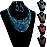 2017 Hot Fashion Trendy Style Jewelry Multicolor Multi-layer Necklaces and Earrings Set - ladies Shapewear 