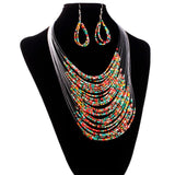 2017 Hot Fashion Trendy Style Jewelry Multicolor Multi-layer Necklaces and Earrings Set - ladies Shapewear 