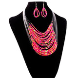 2017 Hot Fashion Trendy Style Jewelry Multicolor Multi-layer Necklaces and Earrings Set - ladies Shapewear 