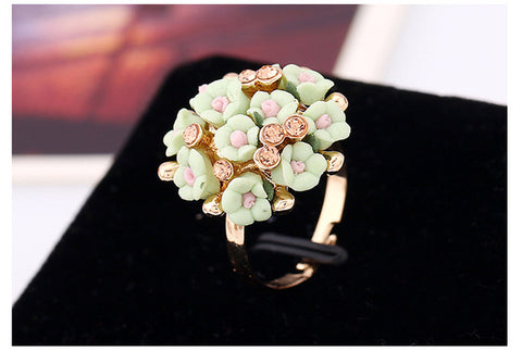 SHUANGR Fashion Beautiful Ceramic Flower Ring - ladies Shapewear 
