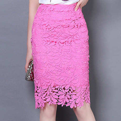 Lace Skirt Women Elegant Summer High Waist Pencil Skirts - ladies Shapewear 