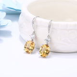 DOUBLE-Ring Genuine Natural Blue Sterling Silver Dangle Earrings for Women - ladies Shapewear 