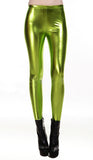 BIVIGAOS Fashion Gothic Punk Rock Style Gold Metallic Color Sexy PU Faux Leather Leggings - ladies Shapewear 