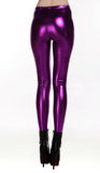 BIVIGAOS Fashion Gothic Punk Rock Style Gold Metallic Color Sexy PU Faux Leather Leggings - ladies Shapewear 