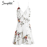 Simplee A-line ruffles floral print Casual party short dress - ladies Shapewear 