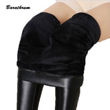 Winter Warm Leggings Thickening Black Leather Leggings High Waist Pants Leggings - ladies Shapewear 