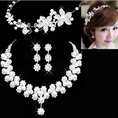 New bridal jewelry crown necklace and earring set - ladies Shapewear 