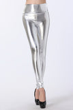 wetlook Silver Gold Black Shiny Metallic Leather High Waist Leggings - ladies Shapewear 