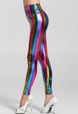 wetlook Silver Gold Black Shiny Metallic Leather High Waist Leggings - ladies Shapewear 