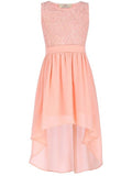 Kids Sleeveless Crew Neck High Low Lace Flower Girl Dresses - ladies Shapewear 