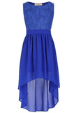 Kids Sleeveless Crew Neck High Low Lace Flower Girl Dresses - ladies Shapewear 