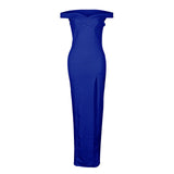 OHVERA Vintage Side Split Off Shoulder  Summer Sexy Party Long Dress - ladies Shapewear 