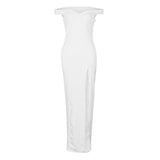 OHVERA Vintage Side Split Off Shoulder  Summer Sexy Party Long Dress - ladies Shapewear 