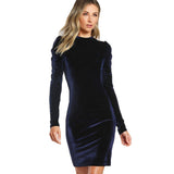 SHEIN Puff Sleeve Velvet Pencil Dress Party Dresses - ladies Shapewear 