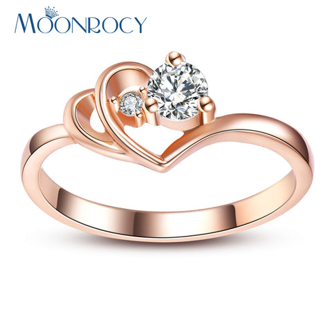 MOONROCY Rose Gold Color Wedding Rings - ladies Shapewear 