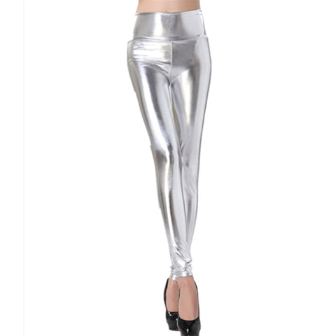 Hot Selling High Waist Gold Silver Sexy Leather Leggings - ladies Shapewear 