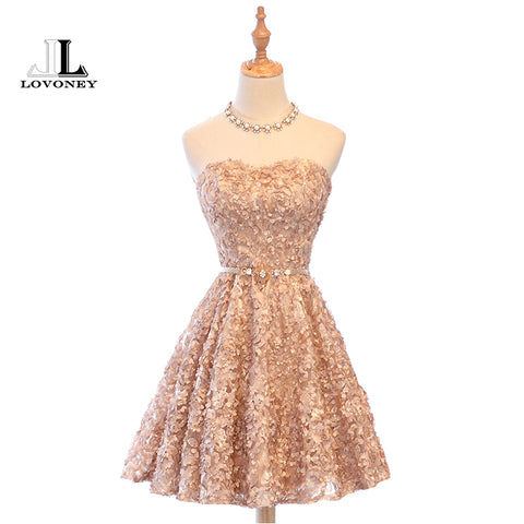 LOVONEY  A-Line Sweetheart Short Prom Dresses Sexy Backless - ladies Shapewear 