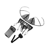 4PCS Sexy Lace Open Crotch G-String + Bra + Net Socks + Sling Lingerie - ladies Shapewear 