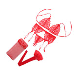 4PCS Sexy Lace Open Crotch G-String + Bra + Net Socks + Sling Lingerie - ladies Shapewear 