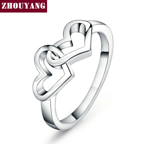 Top Quality Simple style Heart To Heart Ring Rose Gold Color Fashion Jewelry - ladies Shapewear 