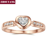 Top Quality ZYR085 Heart Shape Crystal Ring Rose Gold - ladies Shapewear 