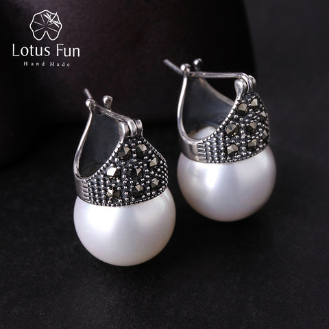 Lotus Fun Real Sterling Silver Natural Handmade Earrings for Women - ladies Shapewear 