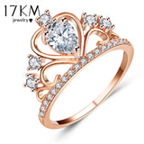 17KM Wedding Jewelry Finger Crystal Heart Crown Rings For Women - ladies Shapewear 