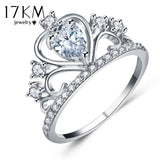 17KM Wedding Jewelry Finger Crystal Heart Crown Rings For Women - ladies Shapewear 