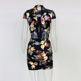 Joyfunear Fashion Back Tie Up Print Summer Dress Sexy Short Sleeve Elegant Mini Dress - ladies Shapewear 
